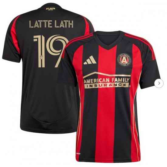 Men's Atlanta United FC Emmanuel Latte Lath adidas Black 2025 The Connector Replica Player Jersey